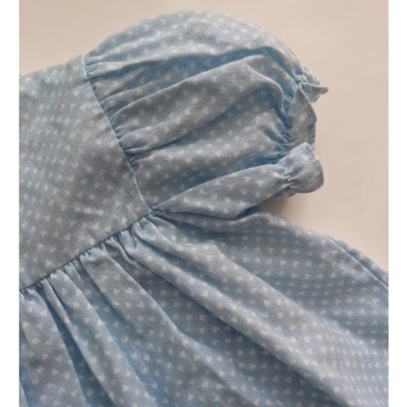 Vintage Girl's Pinafore Apron Dress, Light Blue Lace Rabbit Detail, Sz 18 Months - Picture 10 of 10